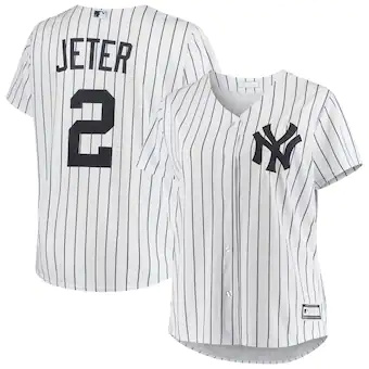 womens derek jeter white new york yankees plus size replica